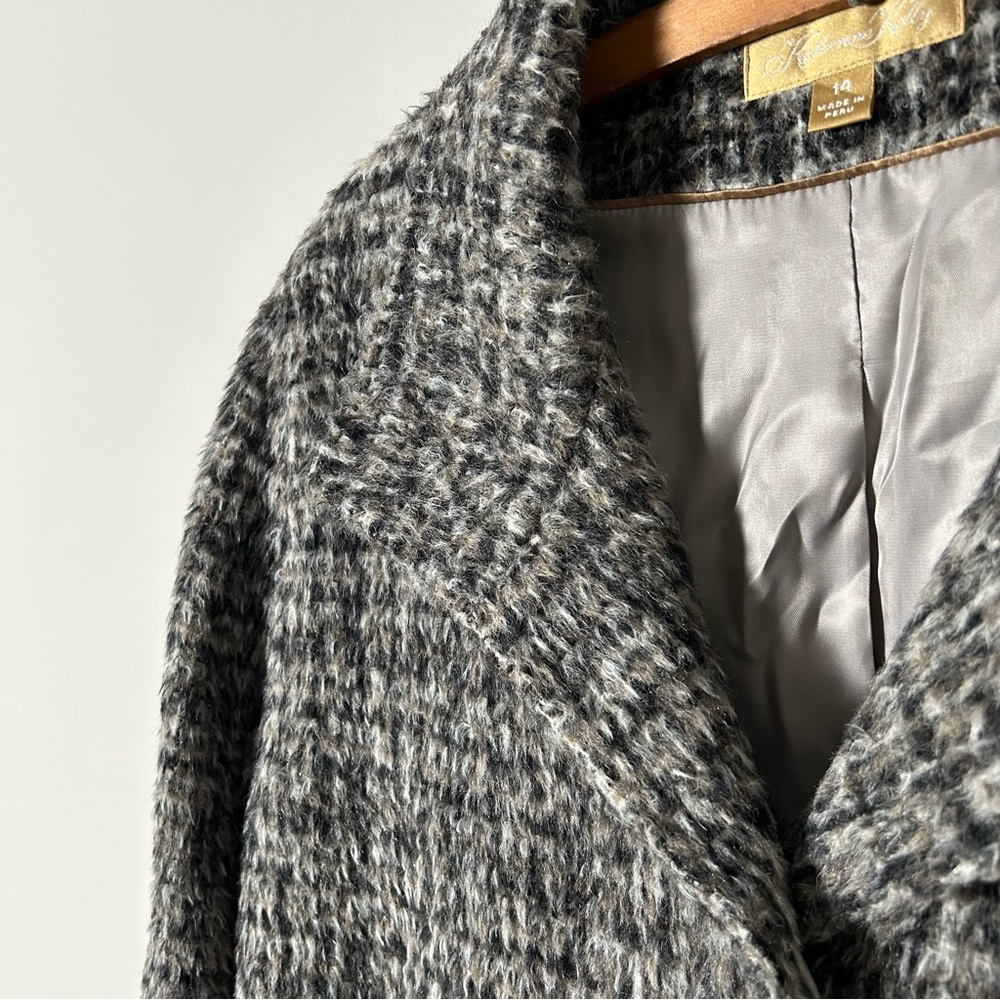 Katherine Kelly Alpaca Wool Blend Tweed Coat Grey Womens 14 - Picture 4 of 9